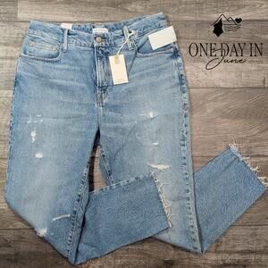 Good American Distressed Raw Hem Jeans Size 6